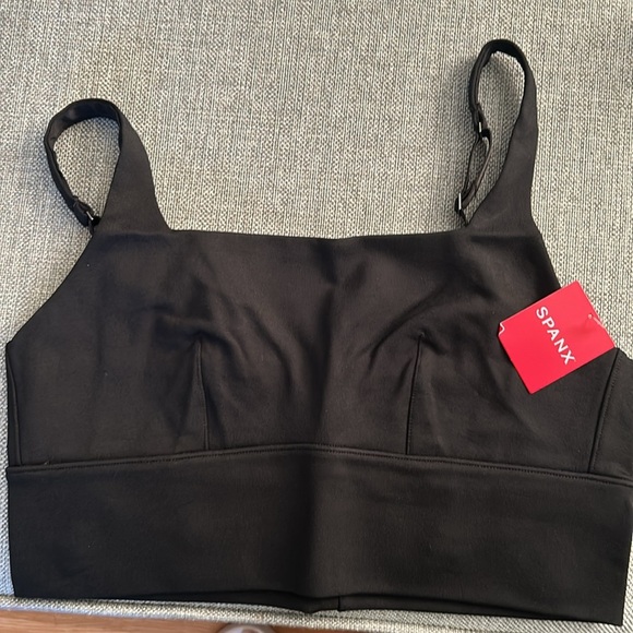 Spanx Black Ponte Square Neck Crop Top Bralette size M - Picture 4 of 6